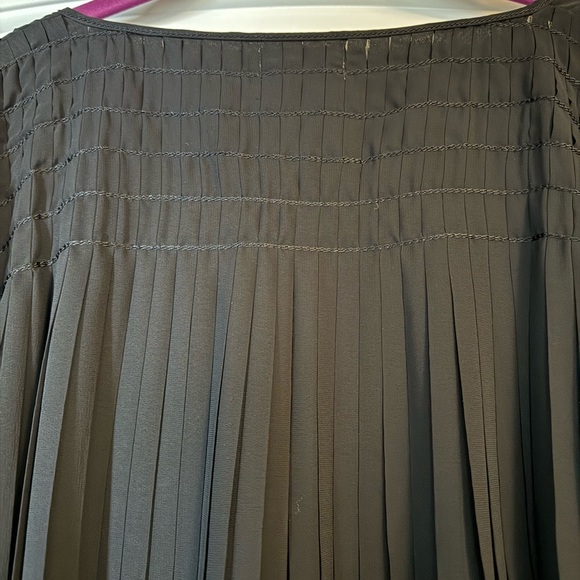 MSSP Woman 2X Black Sheer Pleated Tie Neck Blouse - Picture 9 of 10